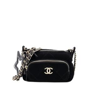 Мини-клатч 25 With Chain Quilted Velvet Effect Nylon and Shiny Crumpled Calfskin