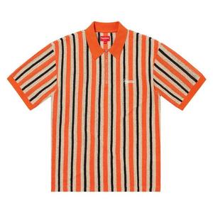 Поло Supreme Open Knit Stripe Zip Polo 'Orange'
