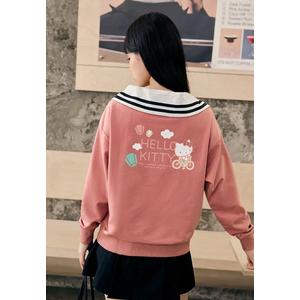 HELLO KITTY Вдохновленная Тайванем футболка с длинным рукавом, матросским воротником и полупланкой [KB1415]
