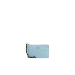 Кошелек-браслет Coach Corner Zip Wristlet Signature из лакированной кожи Signature в светло-голубом цвете CEX36