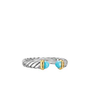 Серебряное кольцо Petite Cable из желтого золота с бирюзой
