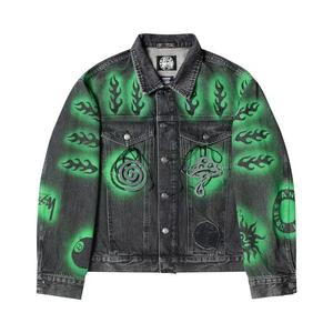 Джинсовые куртки Stussy x Dries Van Noten Hand-Stencilled Denim 'Вымытый черный'