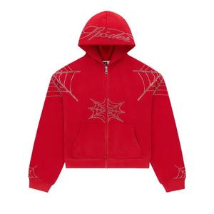 Зип-худи Sp5der Rhinestone Web Zip Hoodie 'Red'