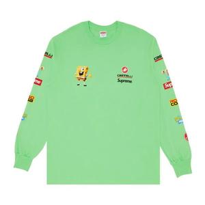 Футболки с длинным рукавом Supreme x Spongebob Squarepants x Castelli Racing Long-Sleeve Tee 'Lime'