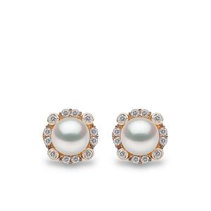 Серьги Trend из желтого золота с жемчугом и бриллиантами