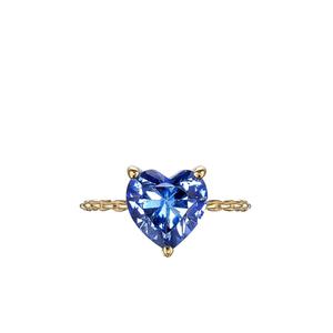 Кольцо Heart из желтого золота с сапфирами