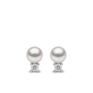 Серьги-гвоздики Trend из белого золота с бриллиантами и жемчугом