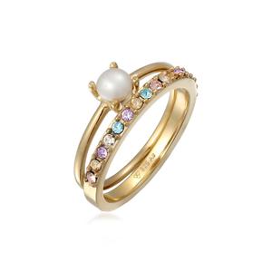 Swarovski® Crystal Pearl Ring Set – позолоченное серебро