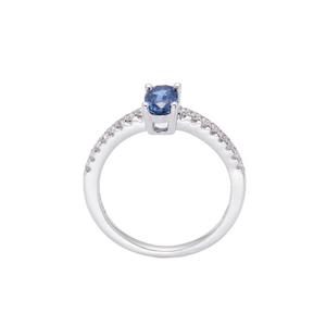 LITZ 18K Белое золото Кольцо с сапфиром и бриллиантами XK-JR8392