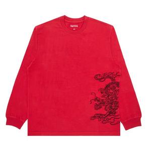 Футболки с длинным рукавом Supreme Dragon Embroidered Long-Sleeve Top 'Red'