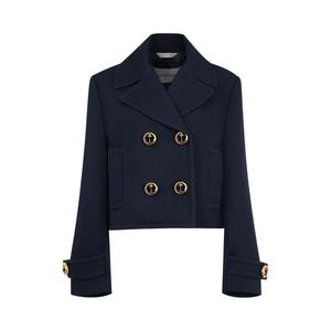 Пальто-пикок Balenciaga Cropped Peacoat 'Темно-синий'