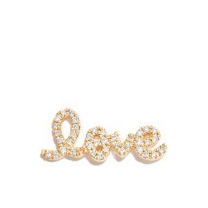 Серьга-гвоздик Love из желтого золота с бриллиантами