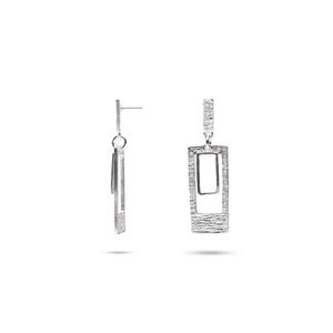Серьги-гвоздики Millennia 2000 Double Rectangular White Gold с 925 стерлинговым серебром