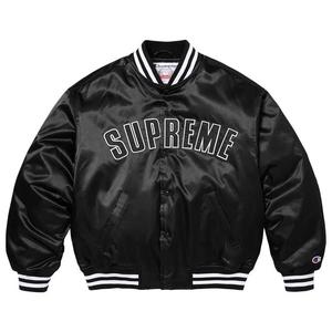 Варсити-куртки Supreme x Champion Satin Varsity Jacket 'Black'
