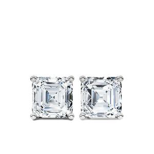 Серьги-гвоздики Asscher из белого золота с бриллиантами
