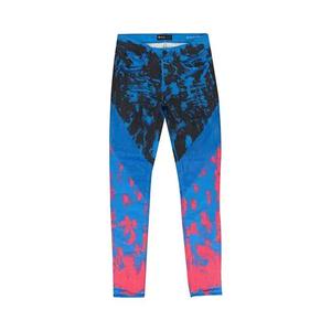 PURPLE BRAND Directoire джинсы скинни с кракелюрной росписью и фольгой 'Blue'
