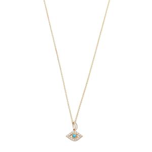Колье Evil Eye из желтого золота с бирюзой и бриллиантами
