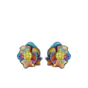 Серьги Rainbow Bloom из желтого золота с кварцем