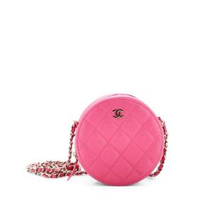 Мини-сумка через плечо Round Clutch with Chain Quilted Caviar