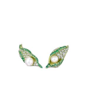 Позолоченные серьги Dew Drop Petal с камнями