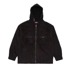 Толстовка на молнии Supreme Fleece Zip Up Hooded Shirt 'Black'