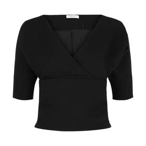 Блузы Ferragamo Layered Wool-Blend Blouse 'Черный'