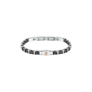 Maserati Jewels 185+30 mm Мужской браслет, нержавеющая сталь, черная керамика, логотип из желтого золота, JM424ATZ44 (регулируемый)