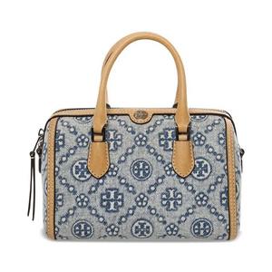 Сумки с ручками Tory Burch T Monogram Leather Petite Barrel Bag «Powder Blue»