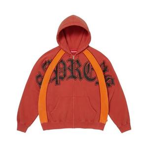 Свитшоты Supreme Панельный худи на молнии 'Жженый оранжевый'
