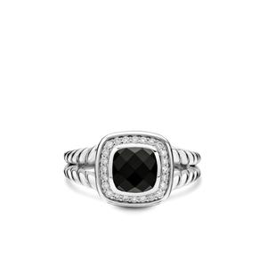 Серебряное кольцо Petite Albion с ониксом и бриллиантами (7 мм)