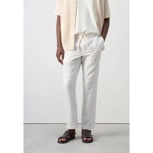 Укороченные льняно-хлопковые брюки Slim Fit