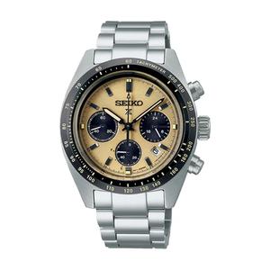 Мужские часы Prospex SSC817P Solar Chronograph Speedtimer | Бежевый циферблат с серебристым стальным браслетом