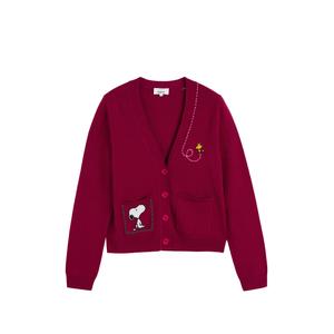 Кардиган вязки интарсия с узором Snoopy