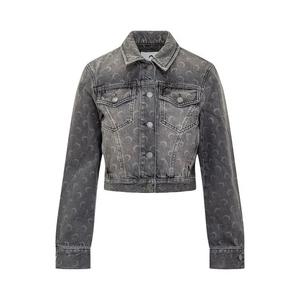 Джинсовые куртки Marine Serre Moon Laser Denim Cropped Jacket 'Dark Grey'