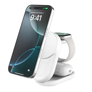 BELKIN UltraCharge Qi2 3-в-1 складное магнитное зарядное устройство 25 Вт — белый
