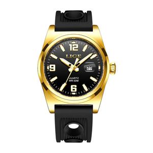 Унисекс часы 42 мм IP Gold Steel Quartz, резиновый ремешок