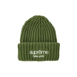 Бини Supreme Classic Logo Chunky Ribbed Beanie 'Оливковый'