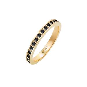 Черное кольцо вечности с кристаллами Swarovski® из серебра с позолотой