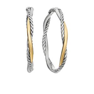 Серьги-кольца Infinity из желтого золота и серебра (42 мм)