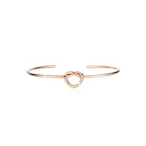 Браслет-манжета с открытым концом Single Knotted Tie Promise в розовом золоте из многослойной стали