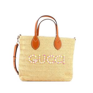 Маленькая сумка-тоут Logo Plaque Convertible Raffia
