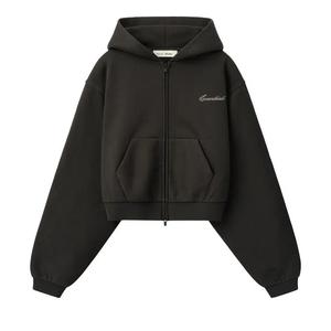 Толстовки на молнии Fear of God Essentials Modern Cropped Zip Hoodie 'Ink Black'