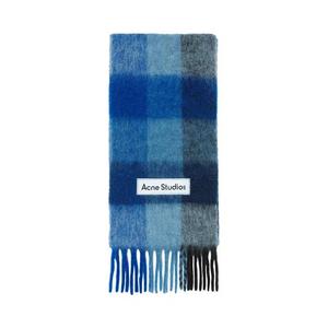 Шарфы Acne Studios Мохеровый шарф в клетку 'Темно-синий/Черный/Синий'