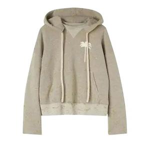 Топы Palm Angels PXP Painted Raw Cut Hoodie 'Меланжевый серый/Белый'