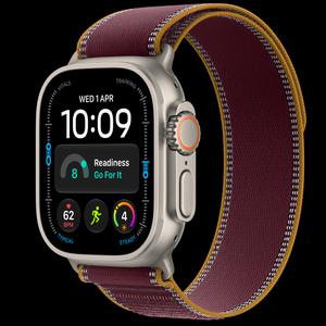 Apple Watch Ultra 4 49 мм, GPS + Cellular, титан, Natural, ремешок Burgundy Trail Loop