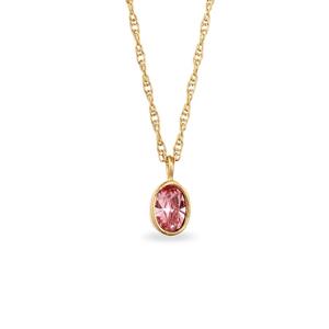 Кулон с розовым кристаллом Swarovski® на цепочке с золотым покрытием из серебра