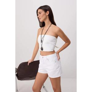 Экрю вышитые джинсовые шорты с высокой талией мини Twoss26Sr00129