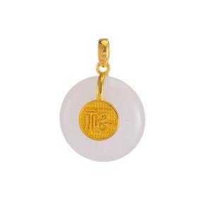 LITZ 999 (24K) Золотая и нефритовая подвеска P176