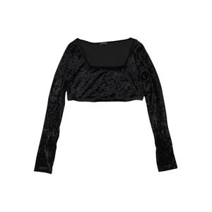 Укороченный бархатный топ Black