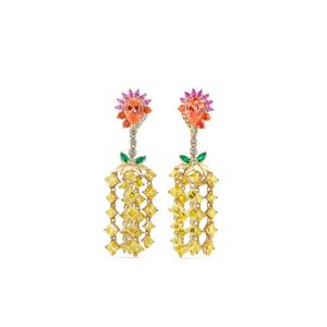 Серьги Pineapple из желтого золота с камнями